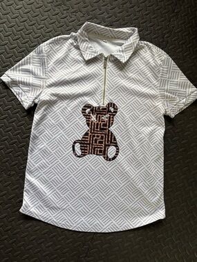 Men’s small  Polo Top with Teddy Motif